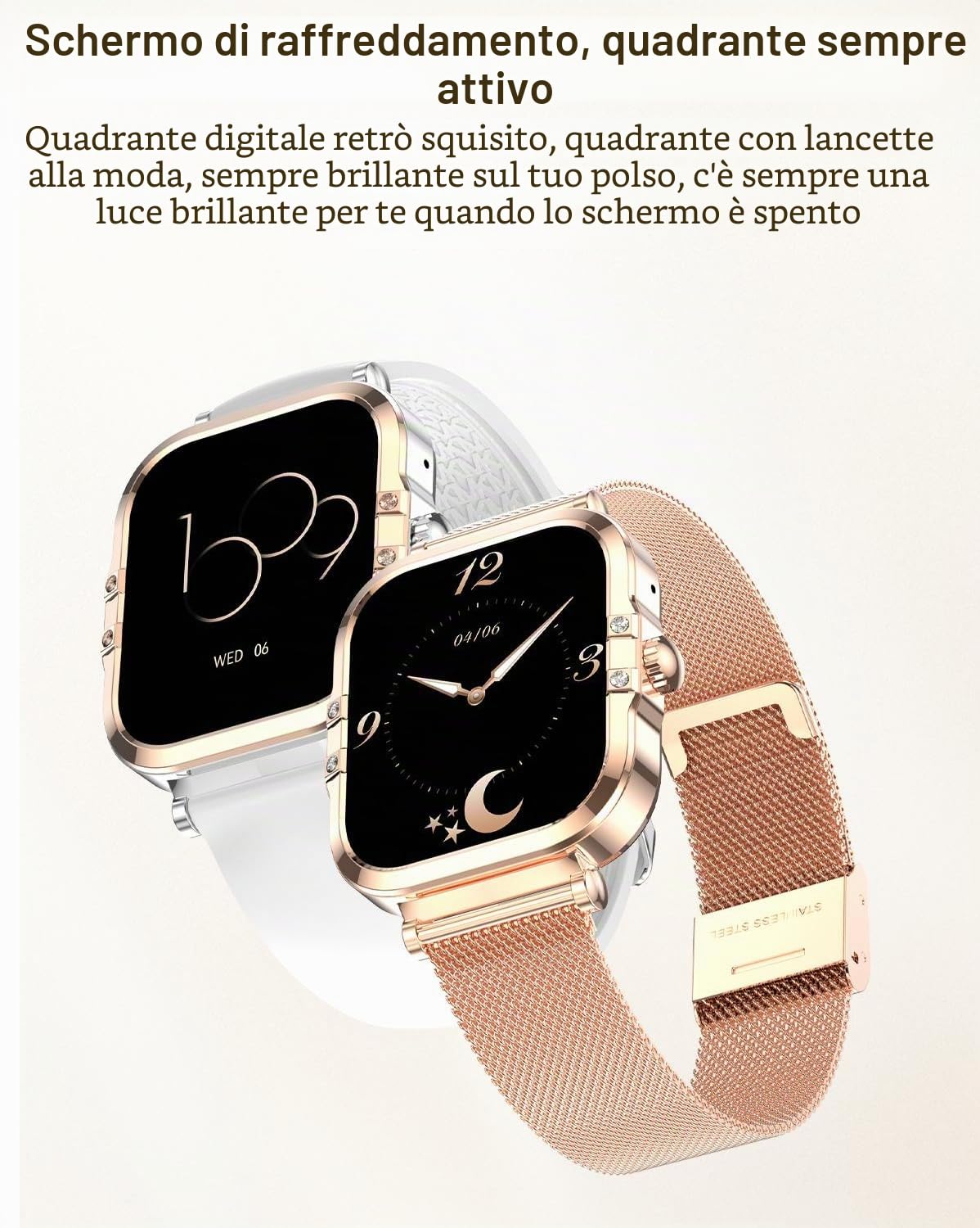 SUPEROFFERTA SCORTE FINALI 2026 1.75 pollici con schermo a colori HD AMOLED 390 * 450 con funzione NFC gestione mestruale Smartwatch da donna per donna. (Argento)