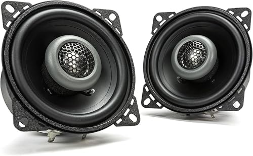 MB Quart FKB110 Formula - Altavoces para coche (negro, par)  Altavoces coaxiales de 4 pulgadas, 40 vatios, audio de coche de 2 vías, cruce interno,
