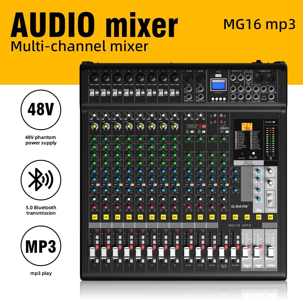 G-MARK MG16MP3 Audio Mixer rear panel connections