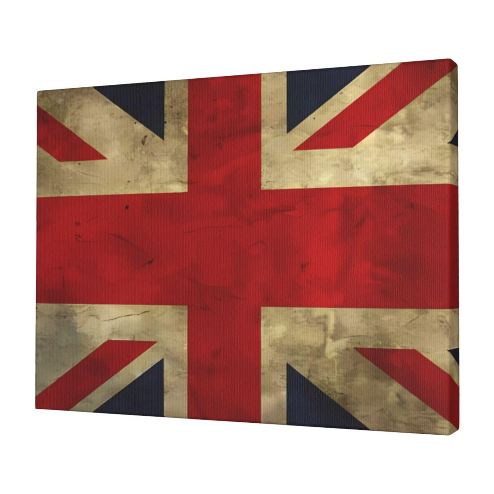 KLOPH British Flag Canvas Wall Art for Living Room 12"x16" Modern Artwork Painting for Bathroom Hanging Canvas Prints Aesthetic Wallart for Bedroom Kitchen Office Wall Decor