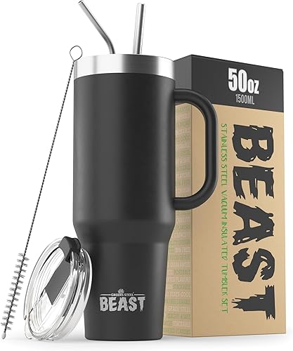 Miniatura 80 de Beast - Vaso de acero inoxidable con aislamiento al vacío para café, taza de hielo, termo de viaje de doble pared, 42 onzas (azul cielo tormentoso)