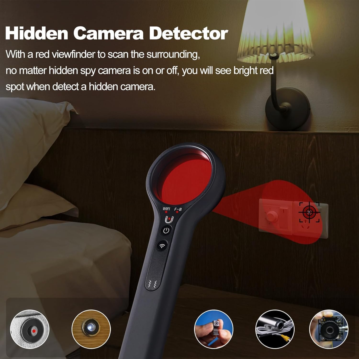 Camera Detector, Hidden Spy Camera Finder, Bug Detectors for Hotel, Bathroom and Travel, GPS Tracker Wireless Signal Scanner, 4 Levels Sensitivity,Anti-Theft Ink - Image 5