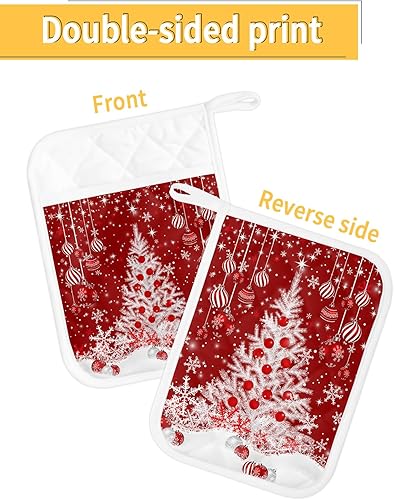 Miniatura 2 de Christmas Tree 3Pcs Pot Holders for Kitchen, Non Slip & Heat Insulation Terry Cloth Potholder Set with Pocket, Thick Hot Pad Oven Mitts Trivet