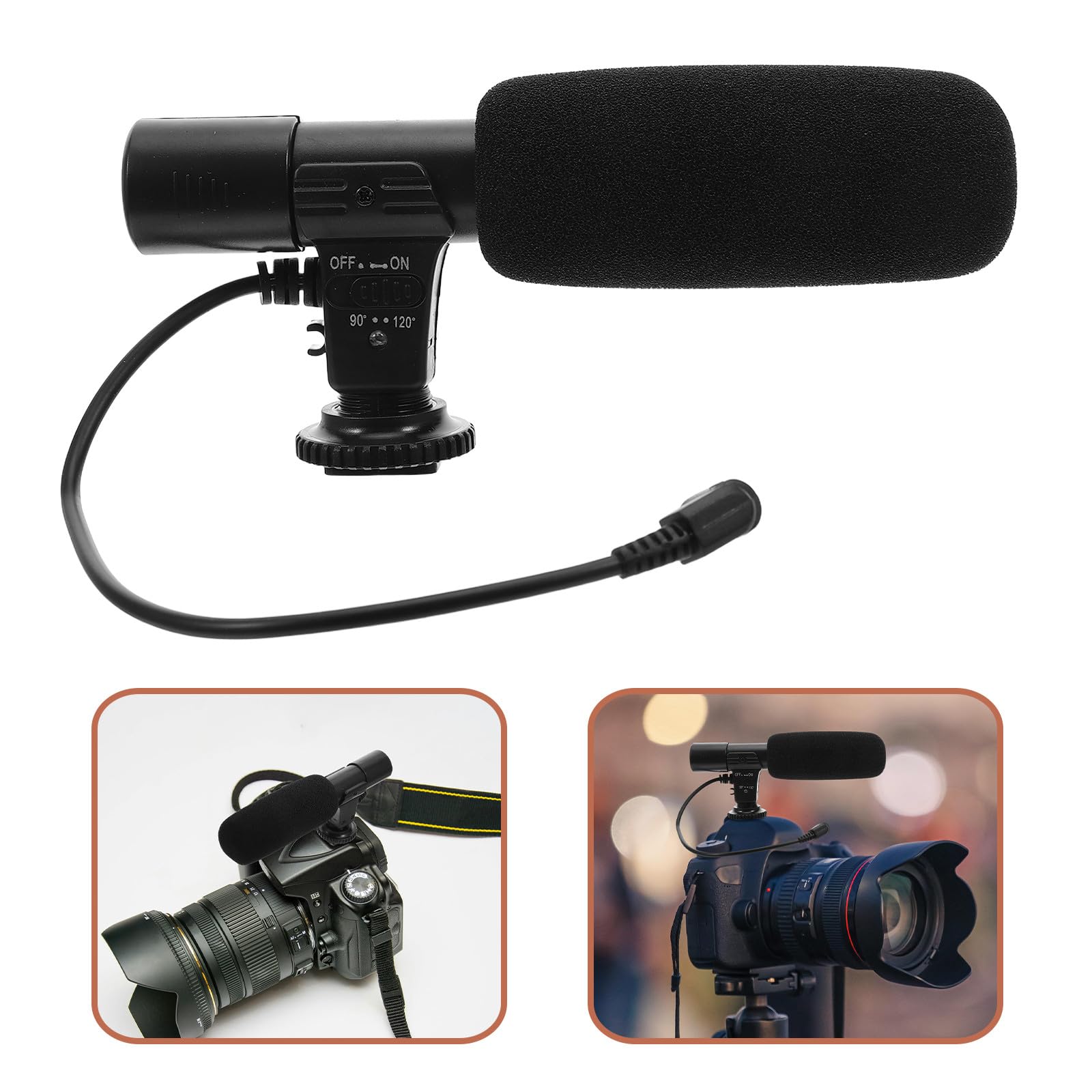 Housoutil Micrófono para Vídeo y Entrevistas DSLR Profesional, para Vloggers, Diseño Compacto, Captación Cardioide, Compatible Cámaras DSLR y Cine, Color Negro, Conexión 3,5 Mm para Grabación