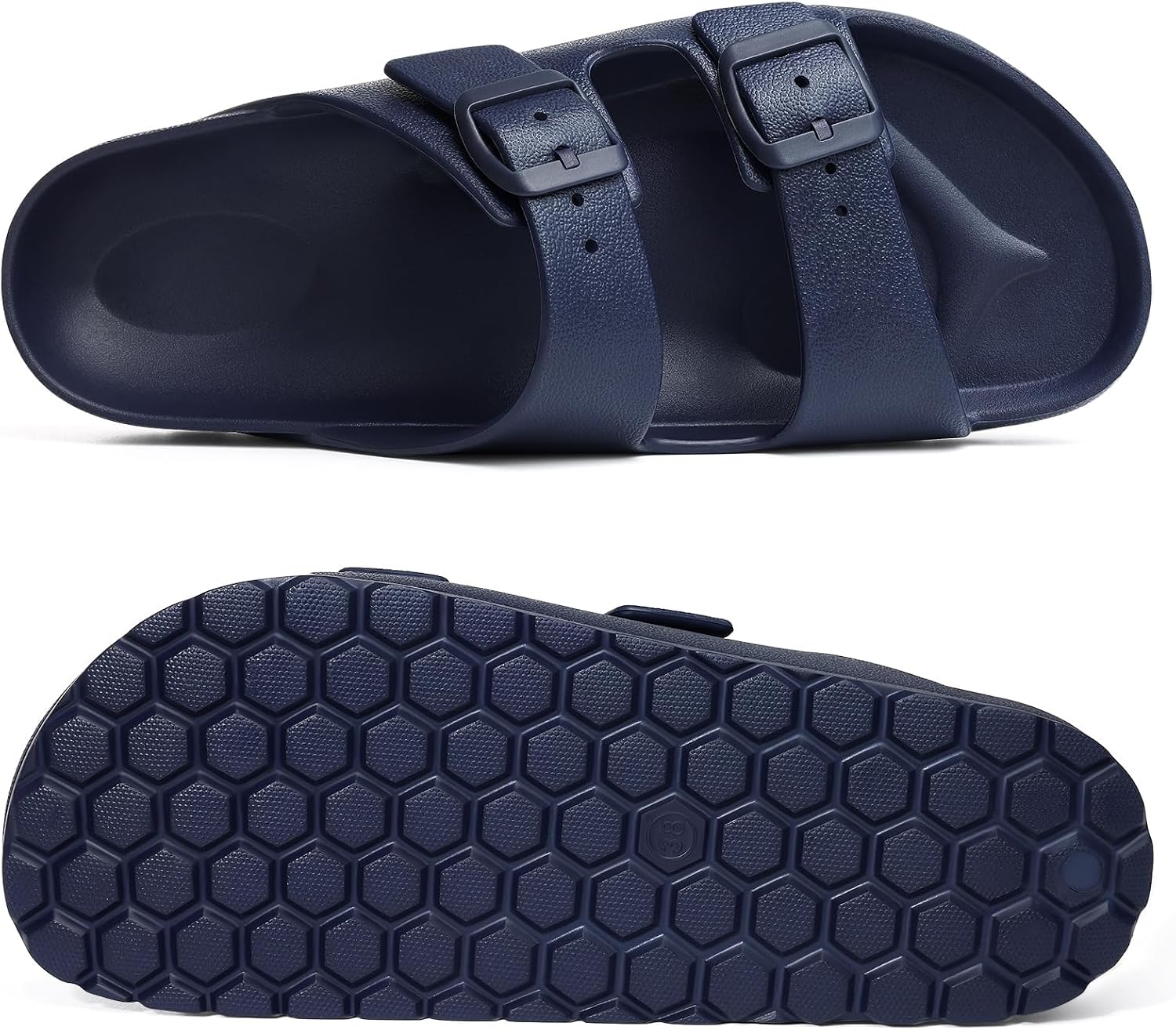 shevalues Women's Comfort Sandals with Medium Arch Support Double Buckle Adjustable EVA Slides for Summer Beach