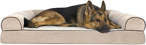 Miniatura 21 de Furhaven Pet – Sofá de felpa ortopédica para perro, cama con forma de L, tumbona ergonómica con contorno de cuna, cama para perros y gatos, varios