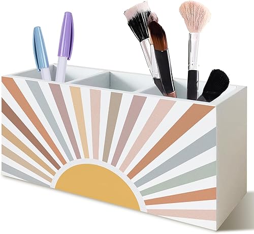 Portalápices bohemio para accesorios de escritorio de oficina, decoración de escritorio bohemia, organizador moderno retro de mediados de siglo para