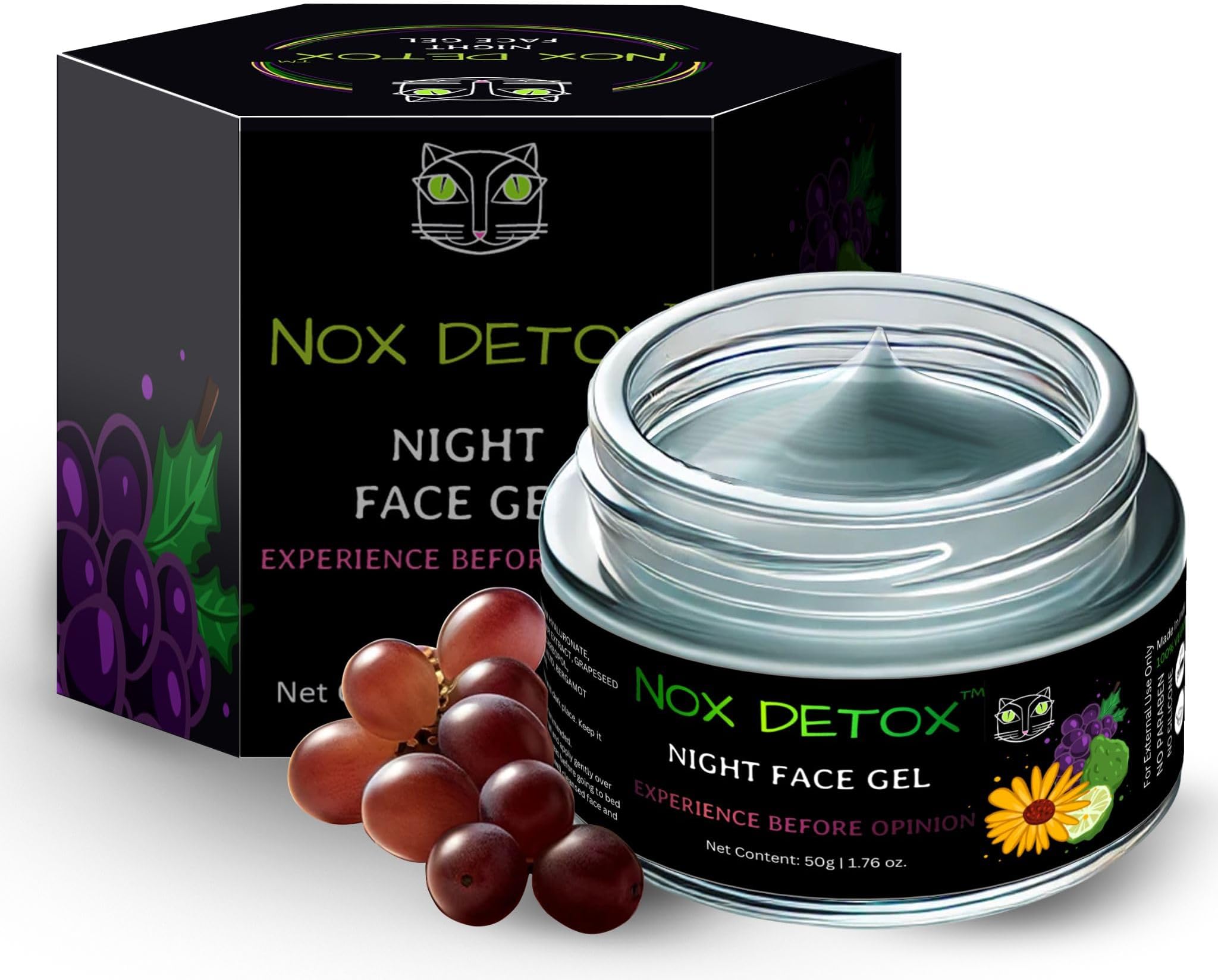 Night Face Gel for Men and Women with Niacinamide, Hyaluronic Acid, Calendula, Bergamot for Normal, Oily, Combination, Acne Prone & Poor Skin Types | Natural & Vegan