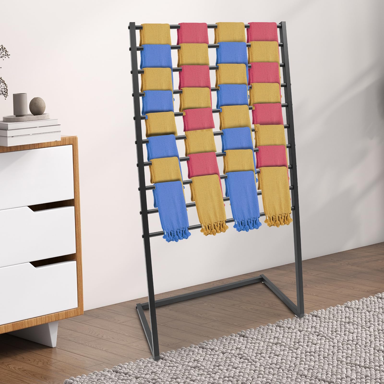 BANLICALI Scarf Rack, 10 Tier Metal Hijab Stand Scarf Holder Organizer, 3.94