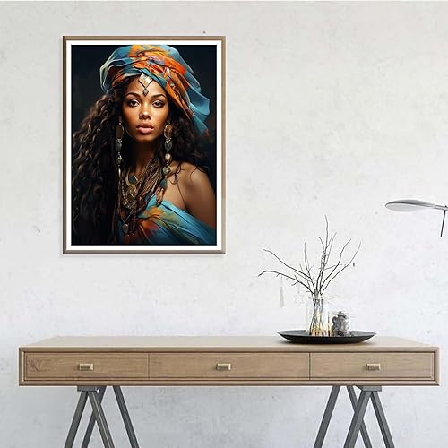 Miniatura 4 de Ginfonr Kit de pintura de diamantes de mosaico 5D DIY para mujer africana, pintura con diamantes, arte para niña, bordado de punto de cruz,