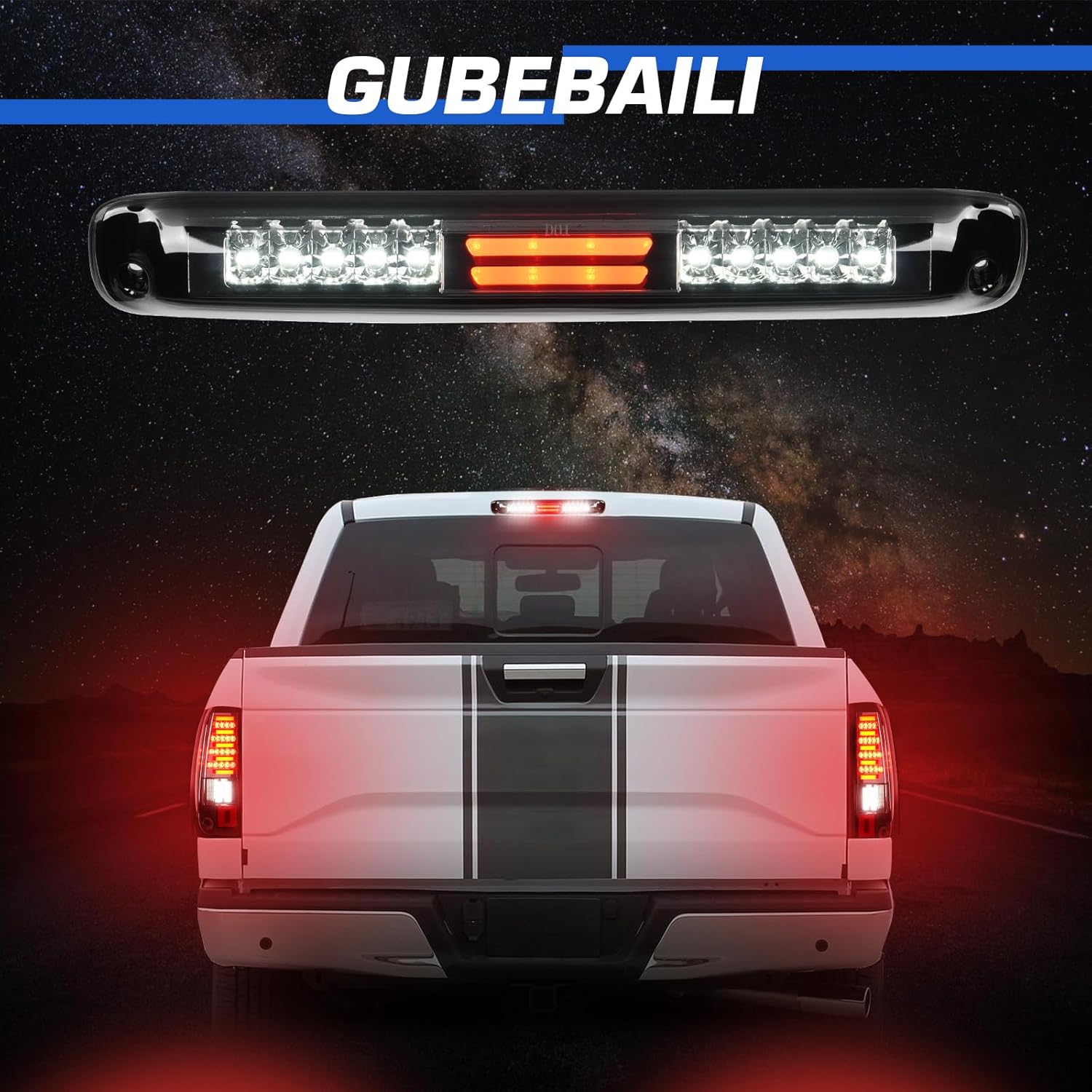 LED Tail Light +3rd Third Brake Light Fit for Chevy Silverado 1500 2500 2003-2006, Silverado 3500 2004-2006, Fit for Sierra 1500 1500HD 2500 2500HD 3500 2004-2006, Chrome Housing Smoke Lens