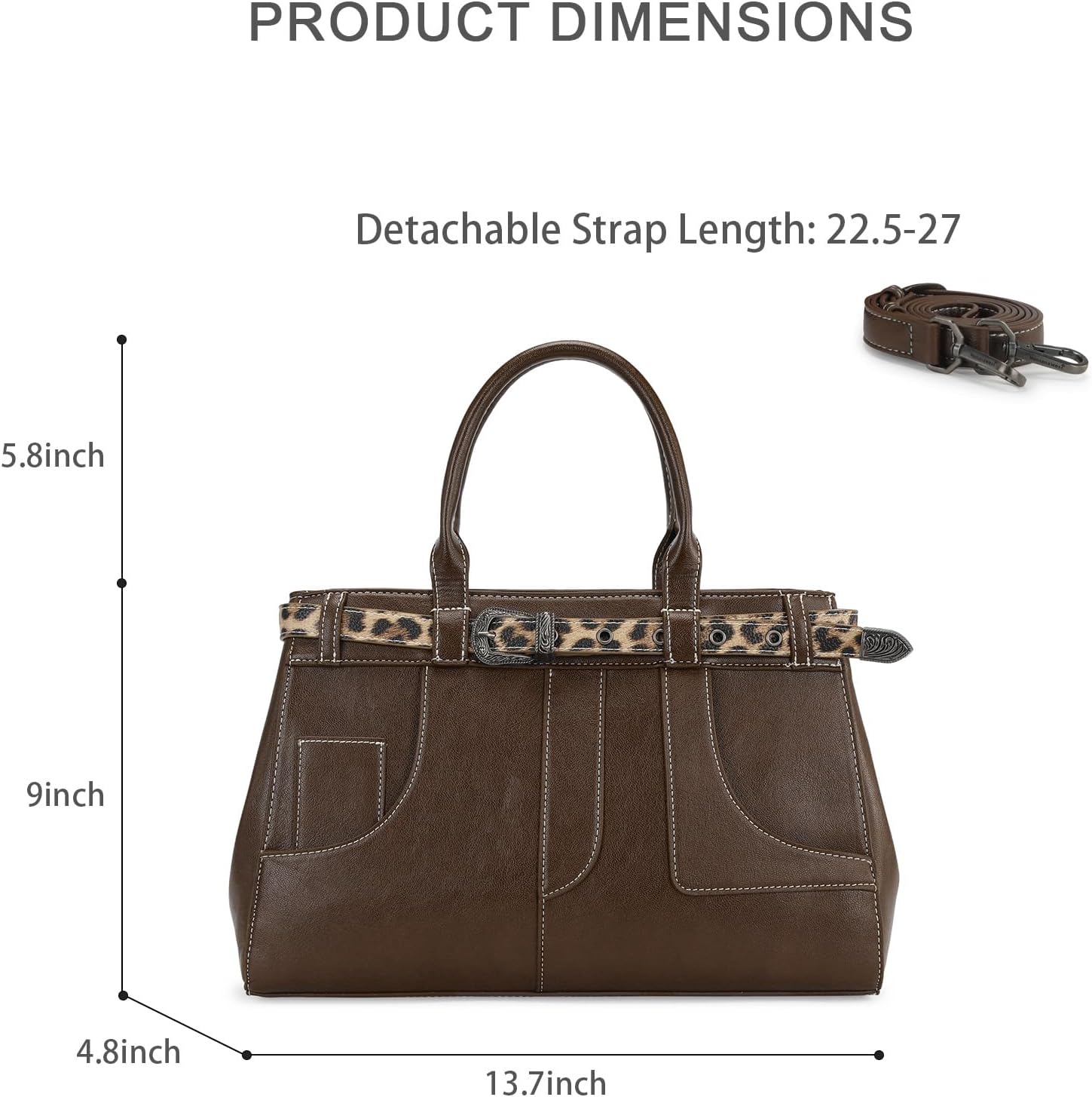 Retro Y2K Handbag Leopard Belt Tote Bag for Women with Crossbody Strap