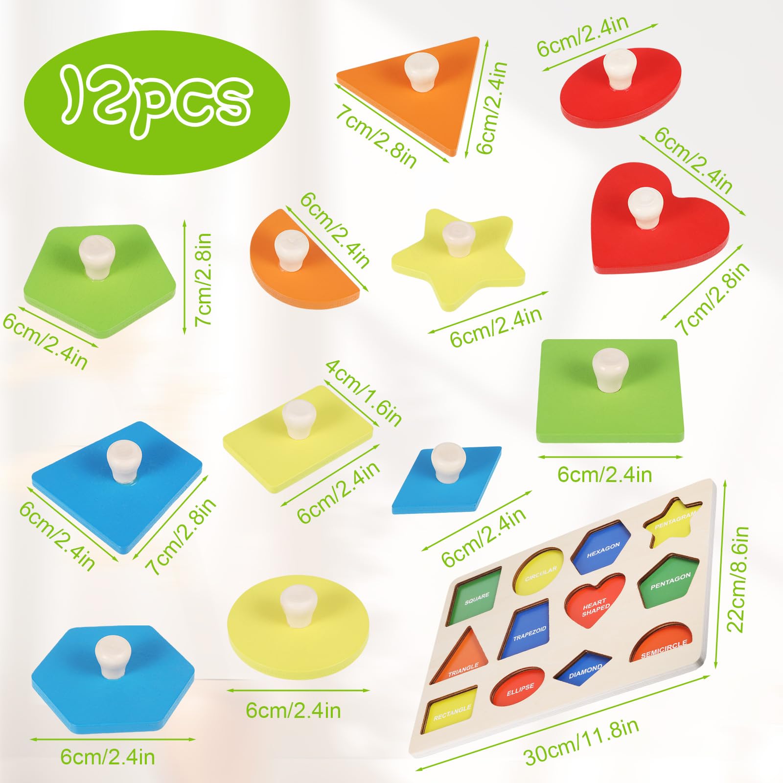 Shapes Inset Puzzle Baby Toddlers Preschool Educational Jigsaw Ages 1-3 Years (classic), Multicolored, 34cm x 9cm - Image 3