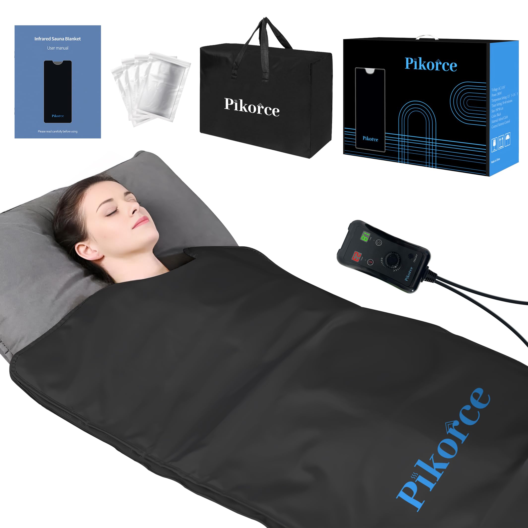 Sauna Blanket For Detoxification, Portable Far Infrared Sauna For Home Pu Sauna Bag W Therapy Stones Carbon Fiber Heating 1 6 Level Adjustable Temp 35 85 C 1 60 Minutes Timer - View #11