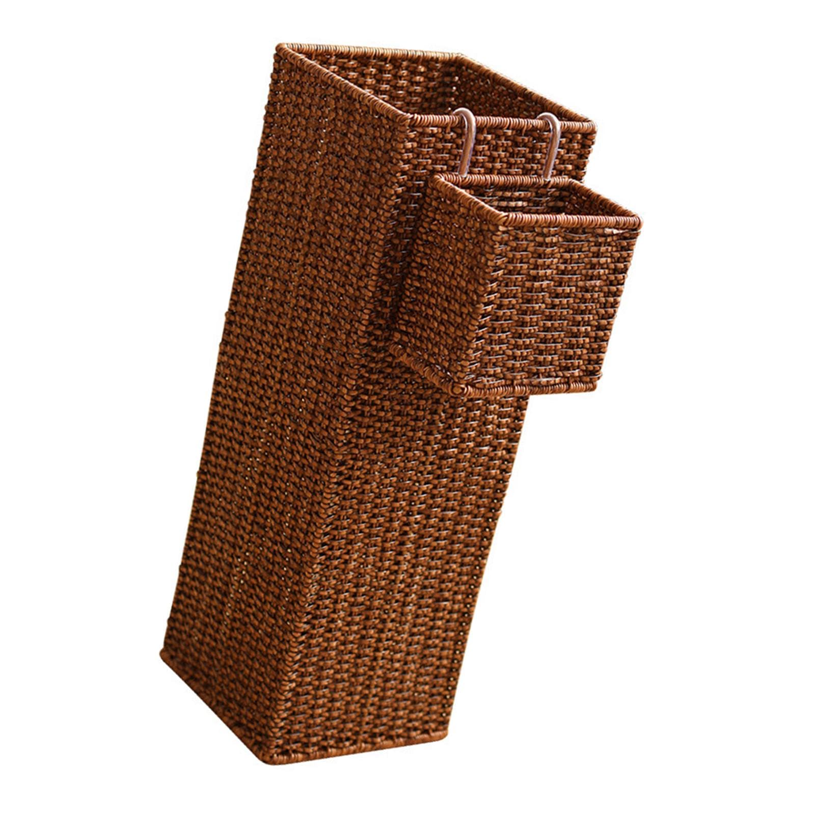 Panier tressé robuste grand volume, bac de rangement vertical gain de place
