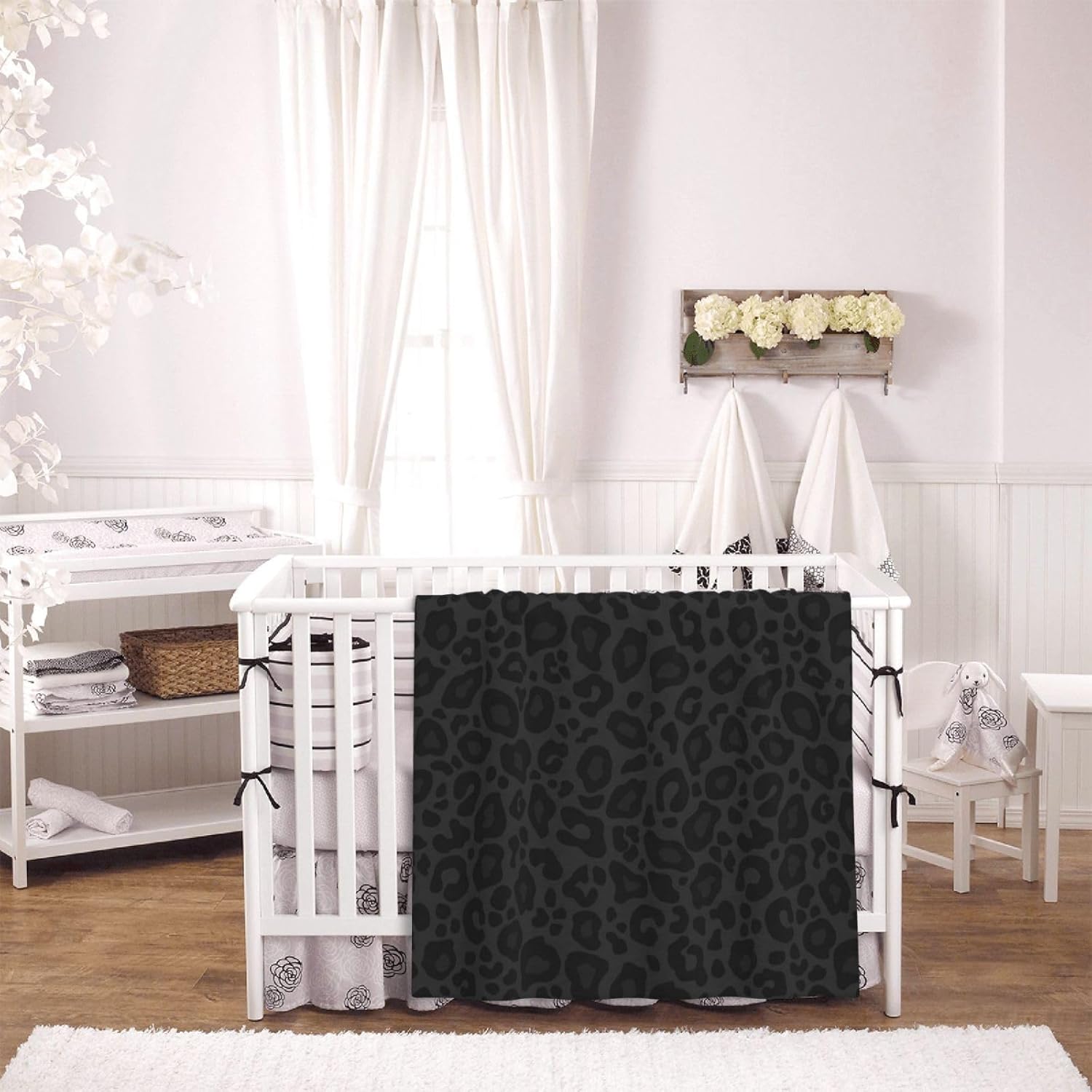 Black Leopard Print Throw Blankets All Season Ultra Soft Warm Fleece Blanket for Home Bed Sofa Couch Chair Outdoor Travel Camping 60x50 Inch - Image 5