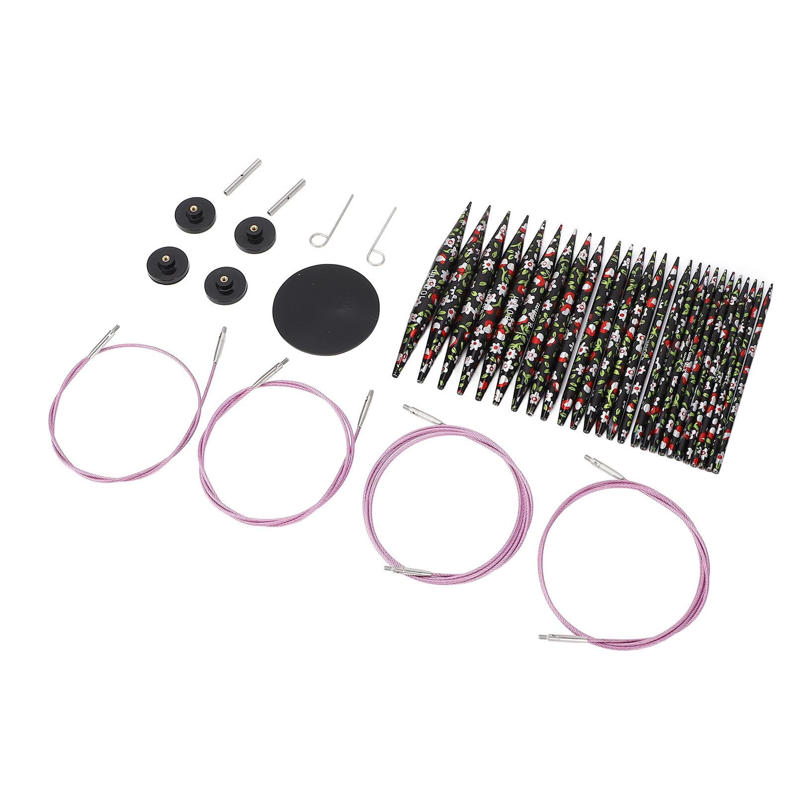 13 Paar Aluminium Rundstricknadeln Set mit Etui, Kabel und Zubehör 3mm-10mm Rundstricknadeln mit Druck für Brginner und Erfahrene Strickliebhaber