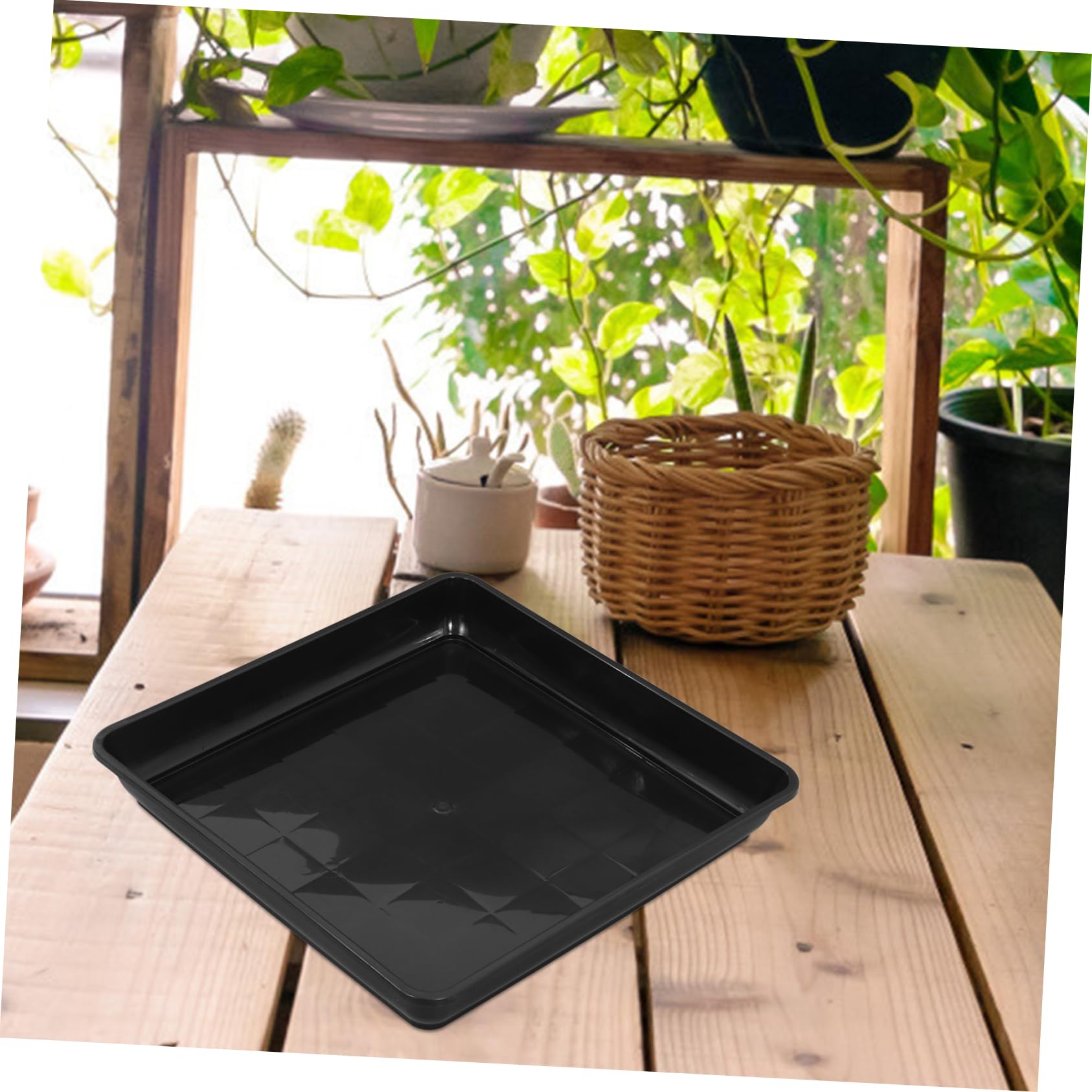Platillos para Plantas de Exterior Cuadrados 2 Piezas 40 Cm Negro Resistente PP para Jardinería y Macetas Drenaje para Uso en Balcón y Terraza