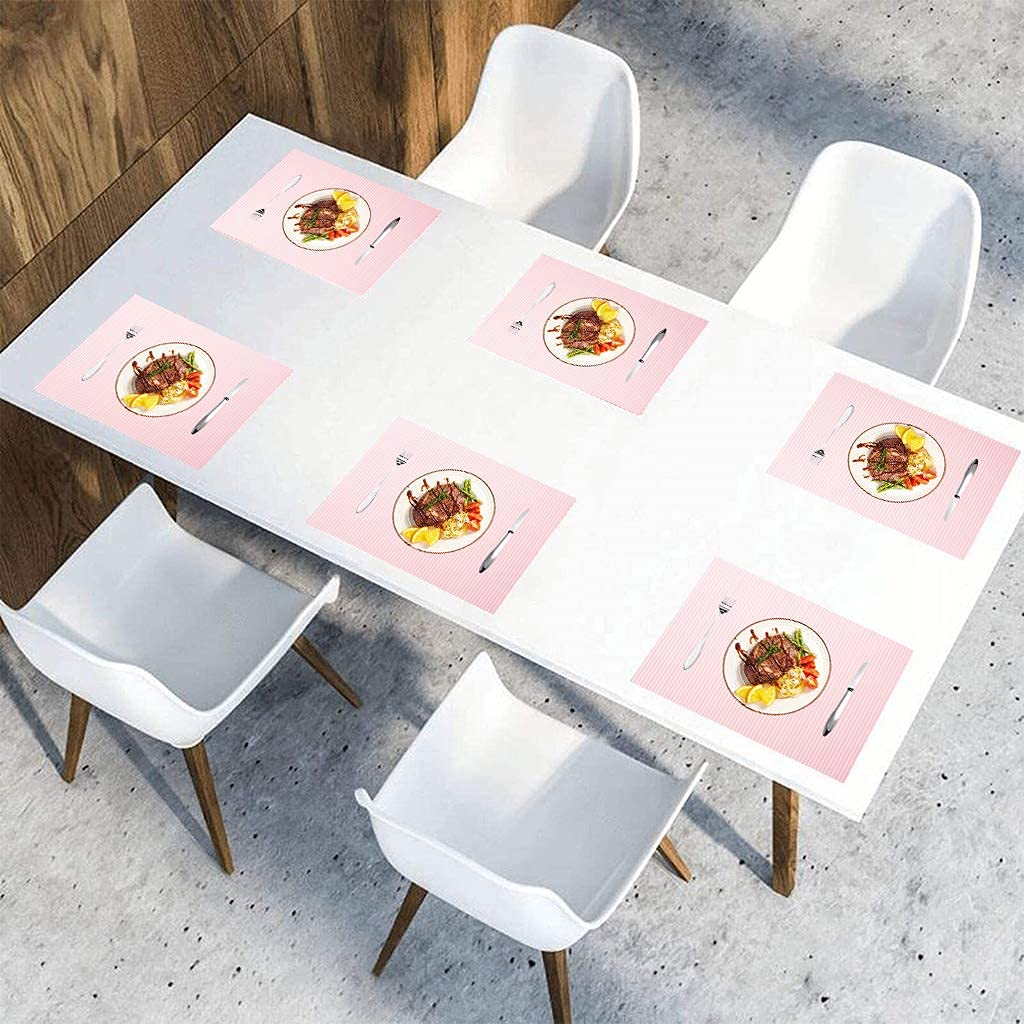 Rosa Silikon-Tischsets, Set mit 8 Gummi-gestreiften Rillen, wasserdicht, rutschfest, Esszimmer-Tischset für Küche, Hochzeitsdekoration, Kinder, hitzebeständige Esszimmer-Tischsets