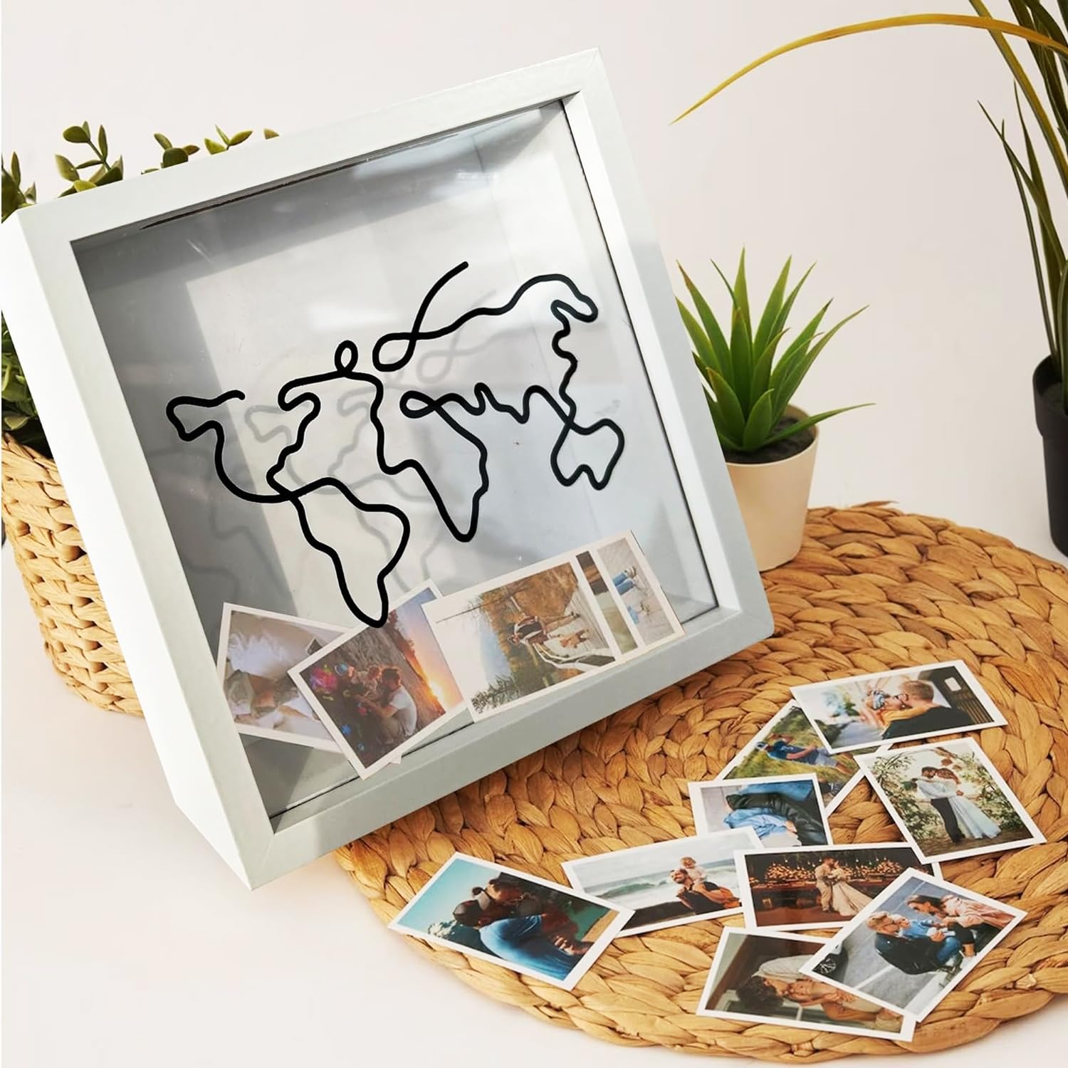 Adventure Memory Shadow Box Frame - 12x12 Inch, 1.2 Inch Deep, Top Loading Keepsake Display