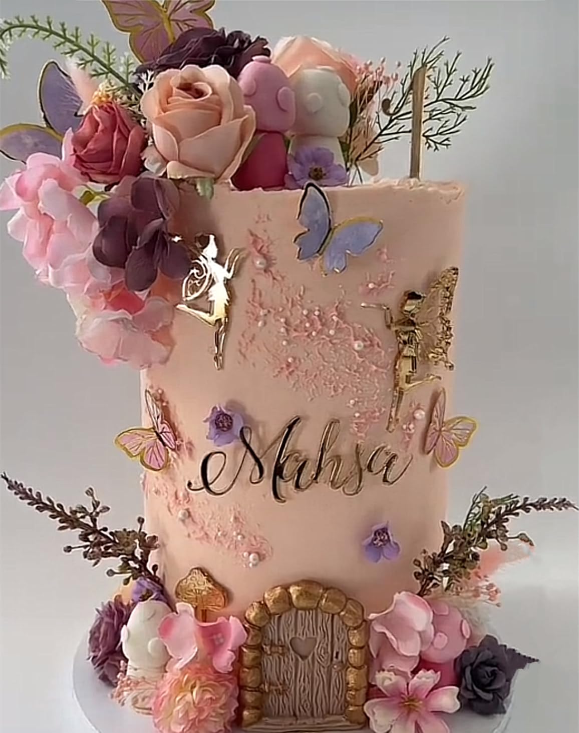 JeVenis Set Decorazione Torta Fata Rosa: Funghi, Farfalle E Fatine Per Un Sogno! - 2
