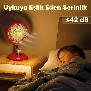Juo Q3 120° Salınımlı 3 Kademeli LED Işıklı Şarjlı Masaüstü Fan Vantilatör Retro Beyaz