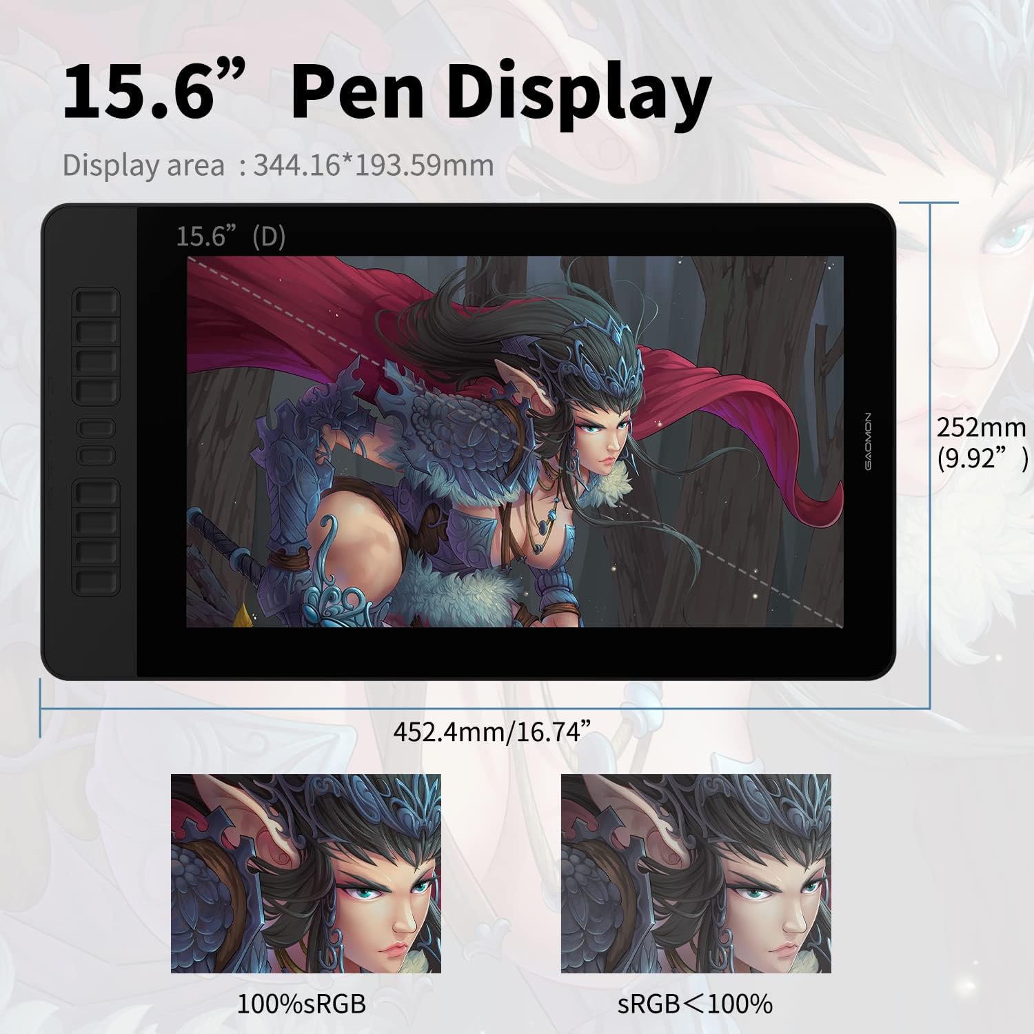 Buy GAOMON PD1560 15.6 Inches 8192 Levels Pen Display with Arm Stand ...