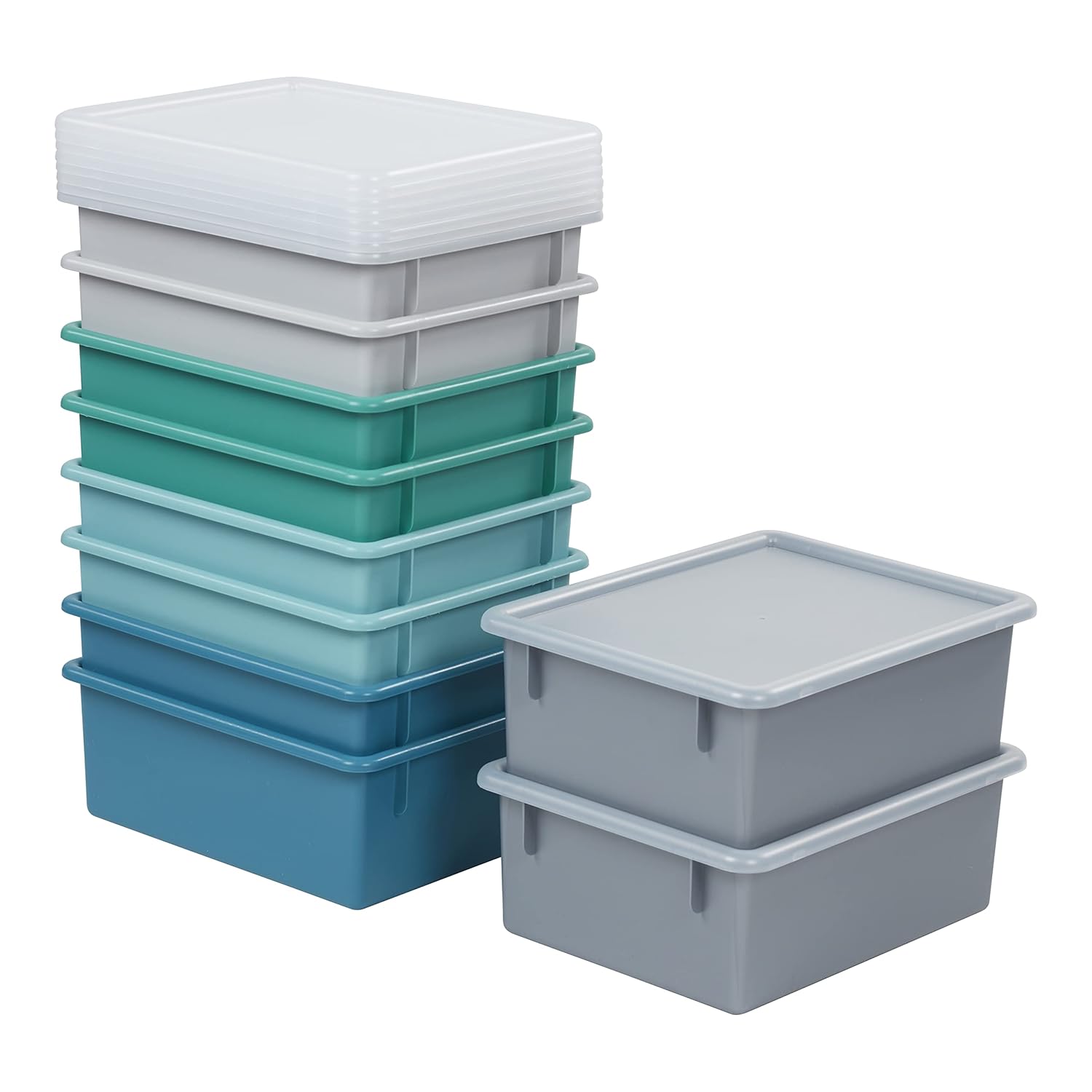 ECR4Kids Letter Size Tray with Lid, Storage Containers, Contemporary, 10-Pack