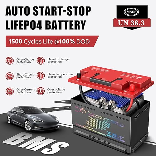 Miniatura 4 de TET - Batería de litio de arranque para automóvil, BCI Group 49 Lifepo4, batería de iones de litio sin mantenimiento, batería automotriz de 12.8 V,