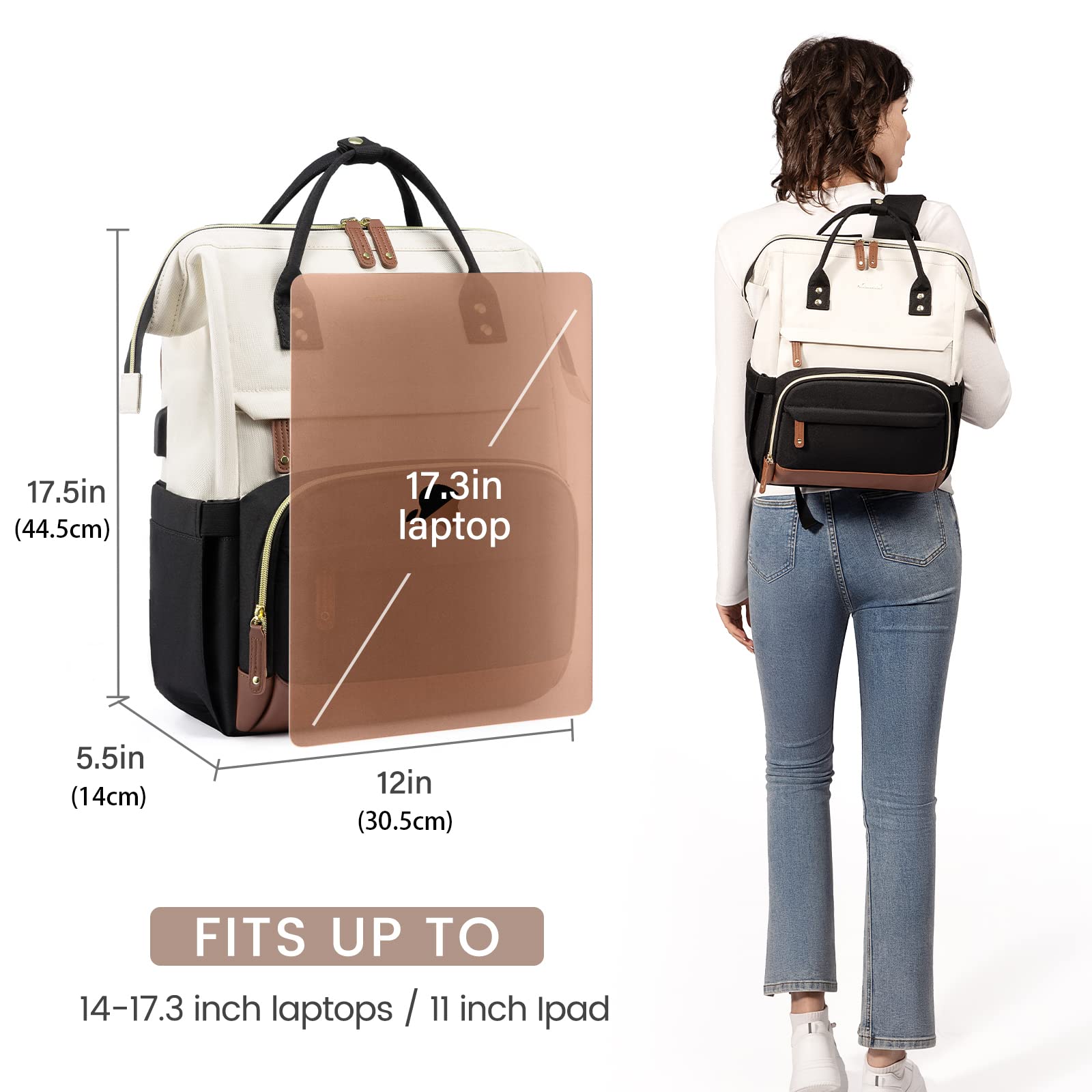 LOVEVOOK Mochila Mujer Mochila Ordenador Portatil 15.6&17.3 Pulgadas Mochila Viaje Mochilas Escolares Adolescentes Mochila PC Impermeable para Trabajo Colegio Instituto Universidad