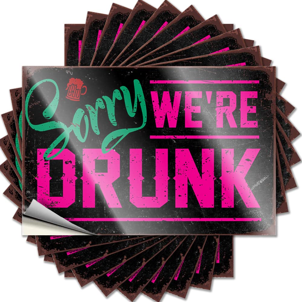 Sorry We're Drunk Sweet Tattoo | Desk Decor for Men Waterproof Vinyl Cover Checkered Removable Decal Peel Stick(6X9CM)