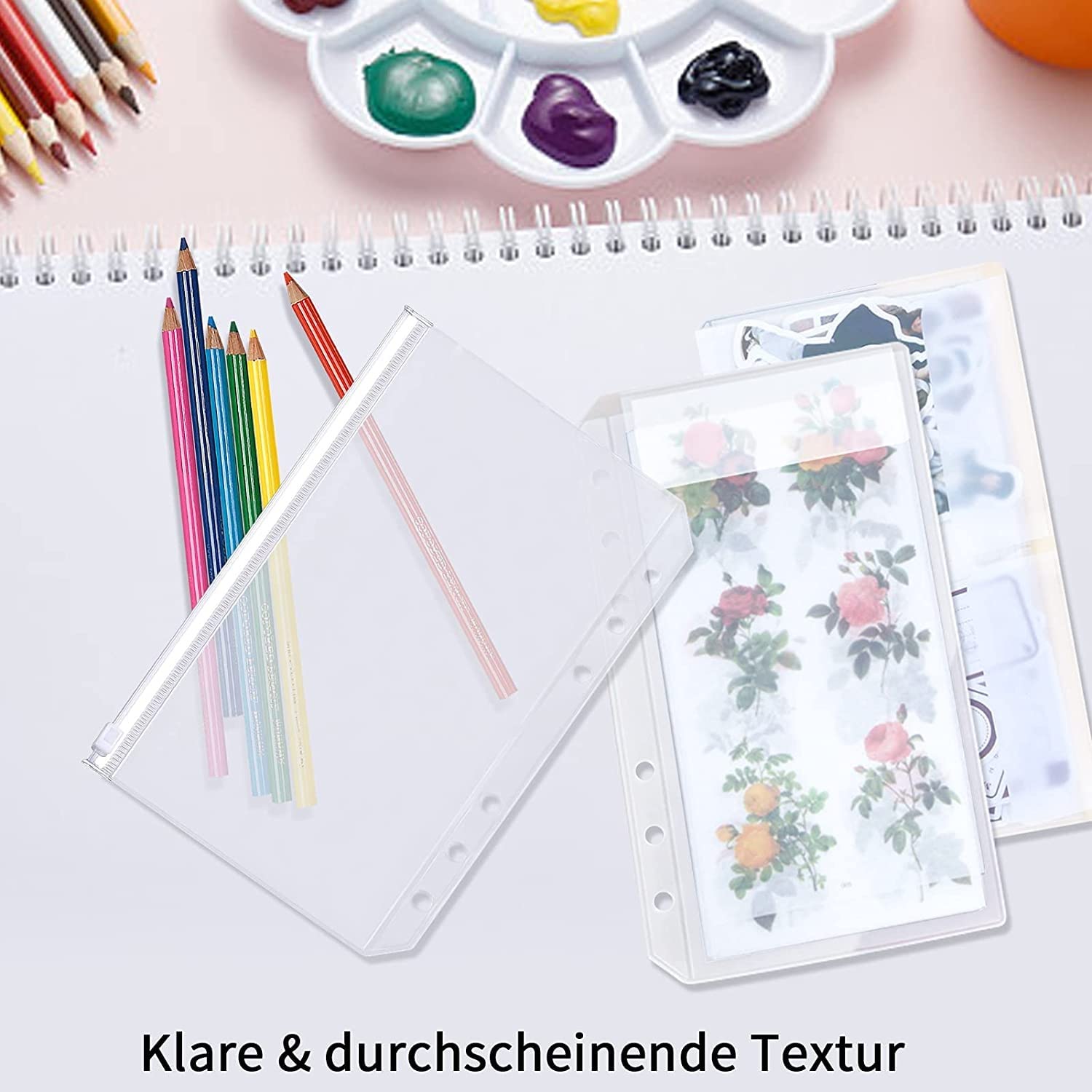 12 Raccoglitori A5 Con Cerniera - Portadocumenti Trasparenti, Impermeabili, Con Etichette - Foto 12