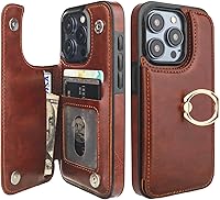 Vista 1 de ONETOP Funda tipo cartera para iPhone 15 Pro con soporte para tarjetas, anillo de rotación de 360°, función atril con bloqueo RFID, piel sintética