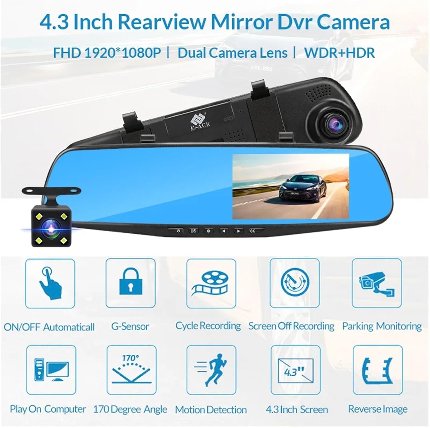 DMMRUTXB Dash Cam Key Features Icons