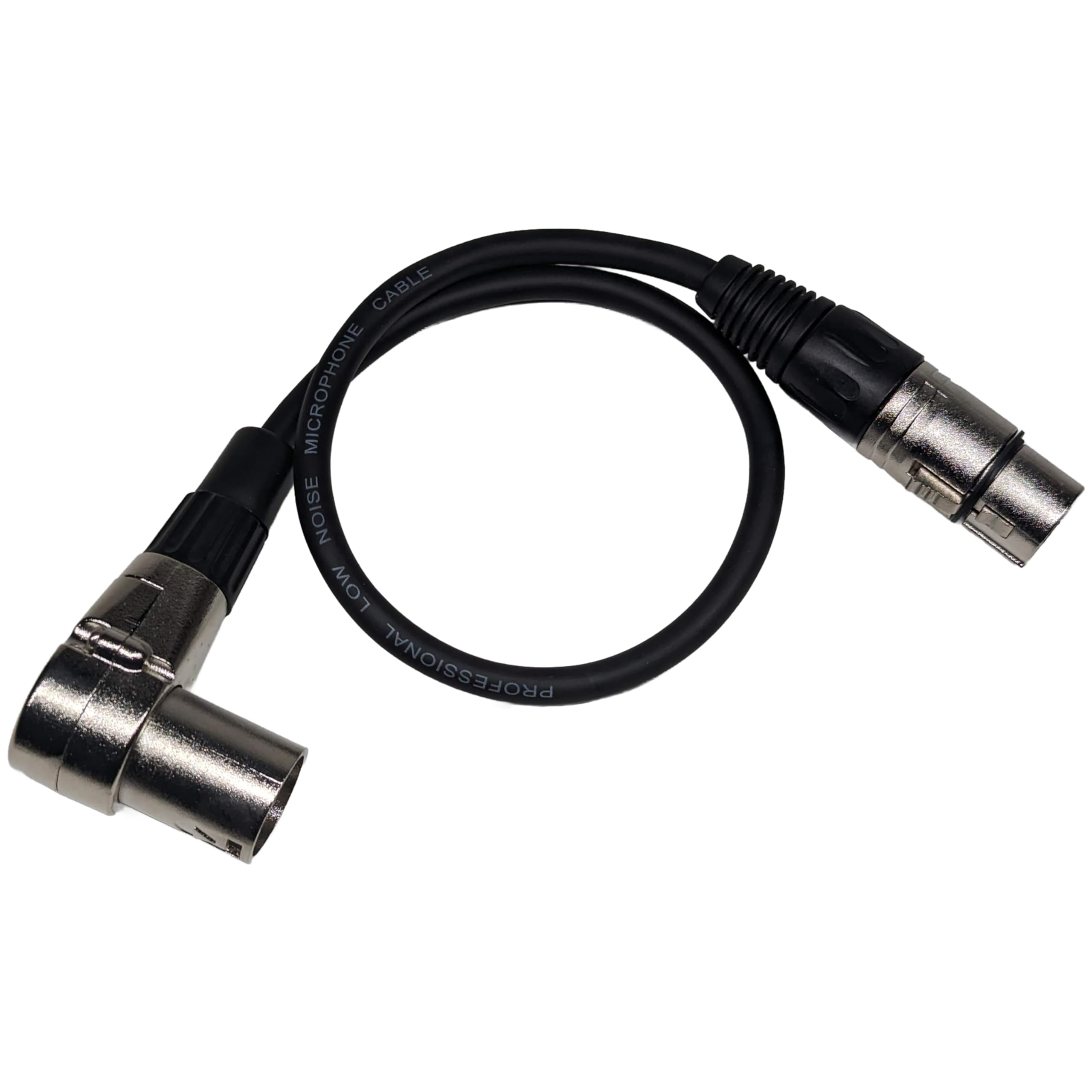 Cable XLR macho en ángulo recto a XLR hembra recto, 3 pines a 3 pines, paquete de 2, 3 pies
