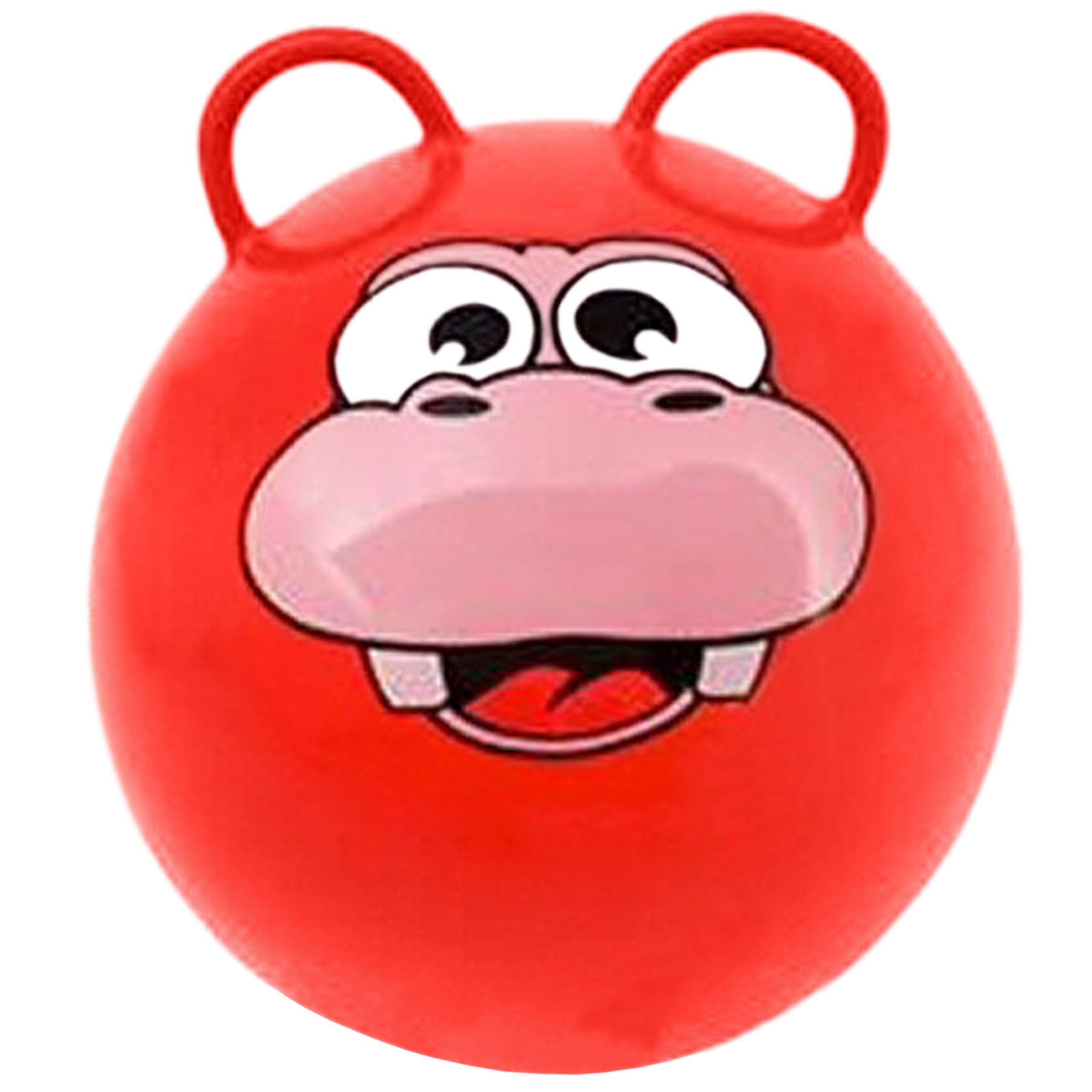 Hippity Hop Exercise Hopper Jump Balls with Animal Face and Two Handles for Kids (Red Hippo)