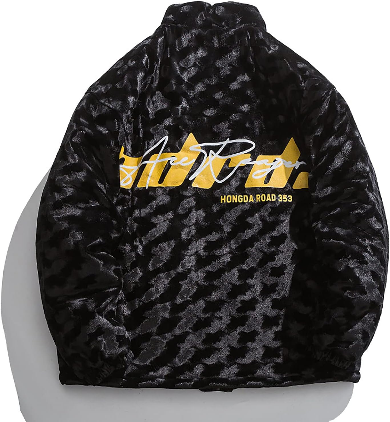 Men's Lamb Velvet Dark Pattern Printing Coat Super Warm Cotton Jacket Zip Up Outwear Hip Hop Oversize Outfit