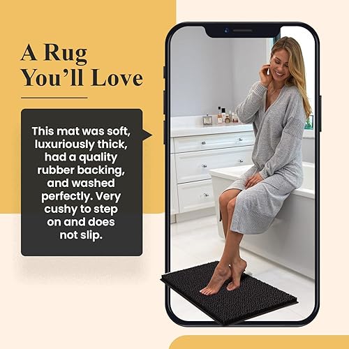 Miniatura 6 de Tapete de baño extra largo de felpilla, tapete de microfibra absorbente, lavable a máquina y antideslizante para baño, ducha, habitación y puerta