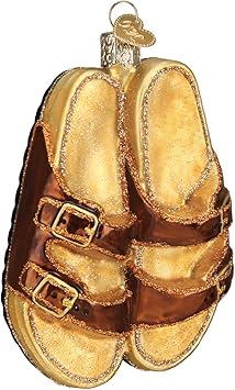 Old World Christmas Sandals Glass Blown Ornament for Christmas Tree, Handcrafted Holiday Decoration, Fashion Collection