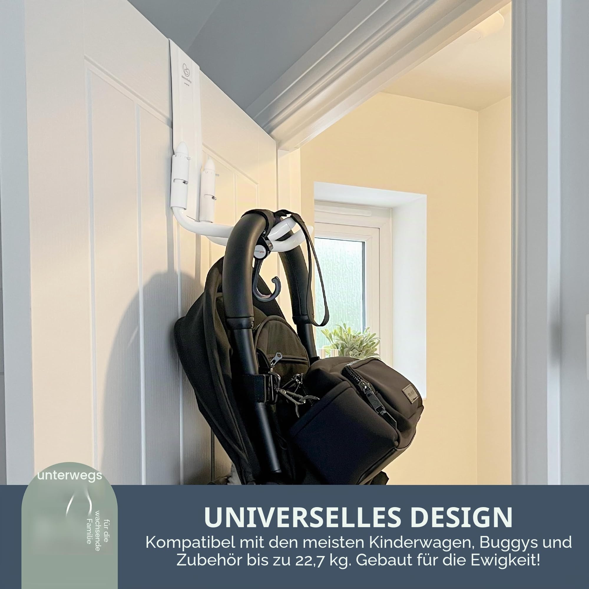 Dreambaby Strollerbuddy STROLLAWAY® - Haken für die Lagerung von Kinderwagen/Buggys (Farbe: Weiß)