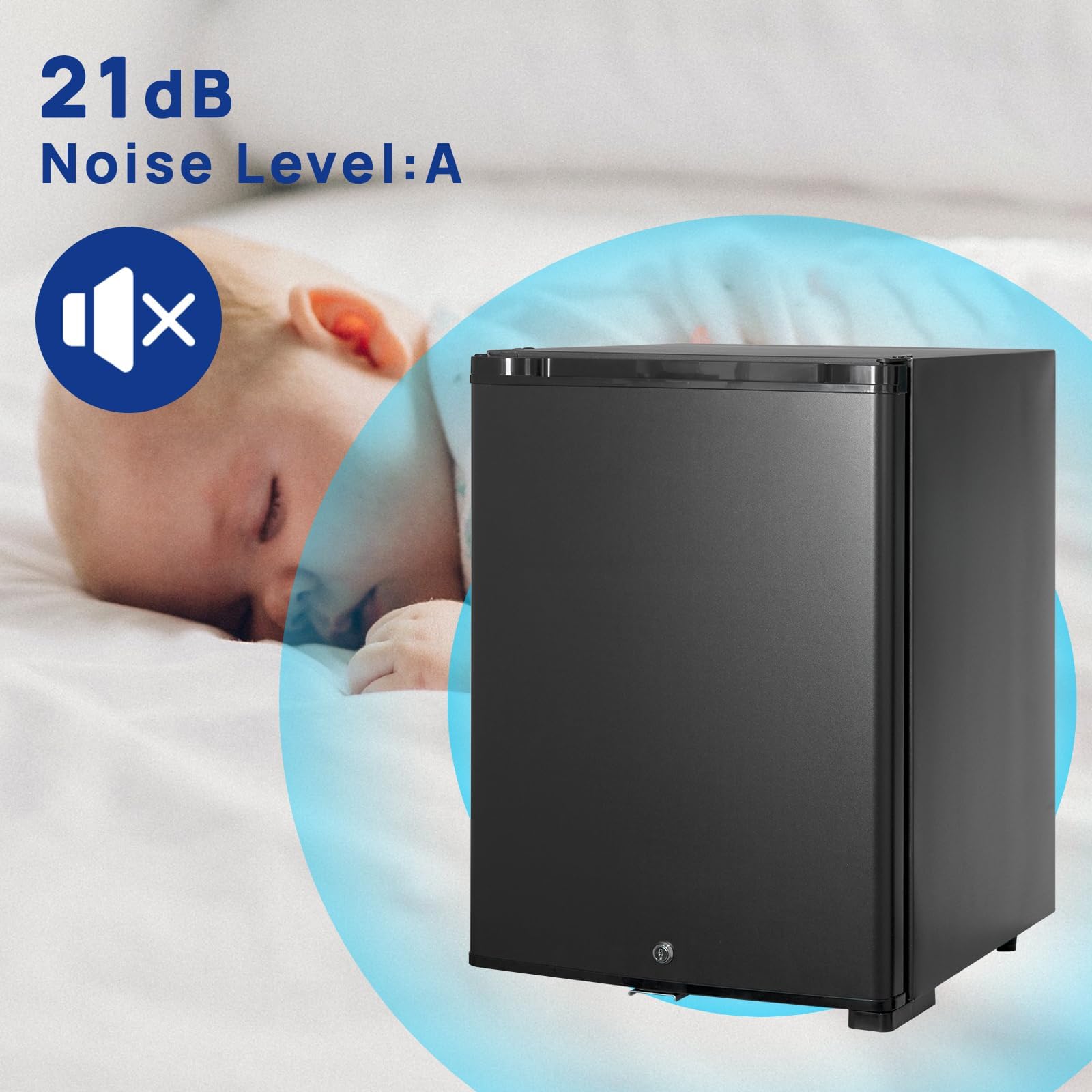 Smad Camping Kühlschrank 12v 230v, 40L, Wohnmobil Kühlschrank, Leiser Absorber Kühlschrank, Camper Kühlschrank 12v, Kühlschrank mit Schloss, Reversible Tür, Schwarz