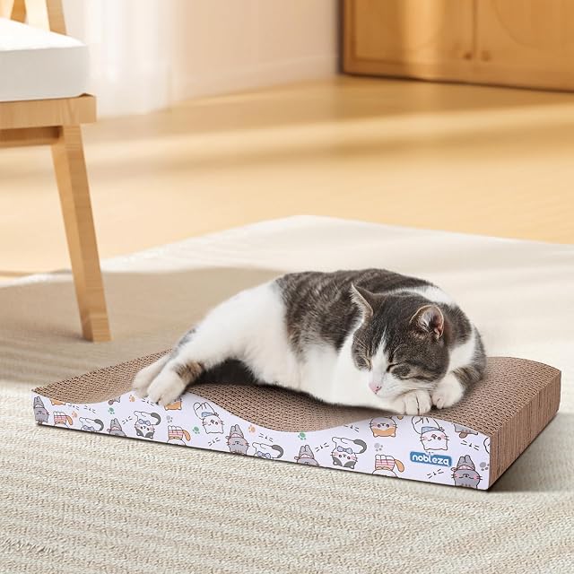 Foto 4 de 7 de Nobleza - 4PCS Rascador Gatos con Hierba Gatera Alfombrillas de Cartón Rascador, Gato Carton con Catnip…