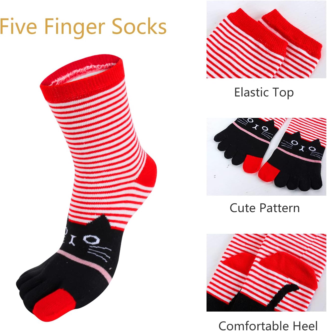 Benefeet Sox Funny Toe Socks Women Five Finger Sock Girls Cute Toe Seperated Cotton Running Athletic Sock - Image 4
