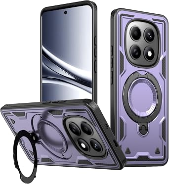 Magnetic Case for Redmi Note 15 5G,Military Grade Protection Heavy Duty Shockproof with Rotating Ring Kickstand Case Cover for Xiaomi Redmi Note 15 5G.Shell Purple