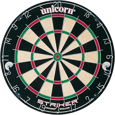 Unicorn Striker, Classic, and Contender Bristle Steel Tip Dartboard Models - Recreational-Quality Bristle Dartboard - Rotatable Metal Number Ring - Slim Wire Fasteners to Reduce Bounce Outs