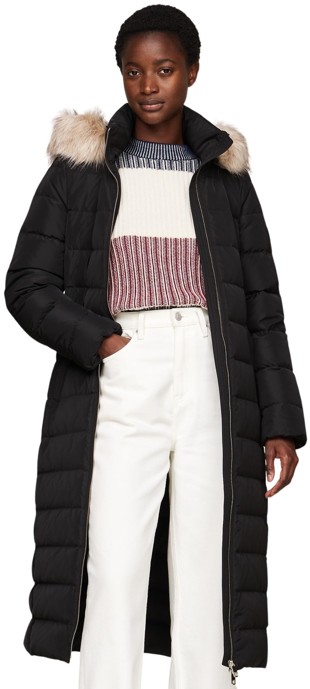 Tommy Hilfiger Płaszcz puchowy Kobiety Heritage Puchowa Tyra Maxi Z Futrem Ww0ww43601