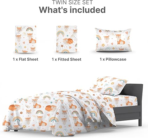 Miniatura 3 de Juego de sábanas para niños y niñas, tamaño individual, ropa de cama suave y acogedora, sábanas fáciles de cuidar y limpiar, cómodas, de microfibra