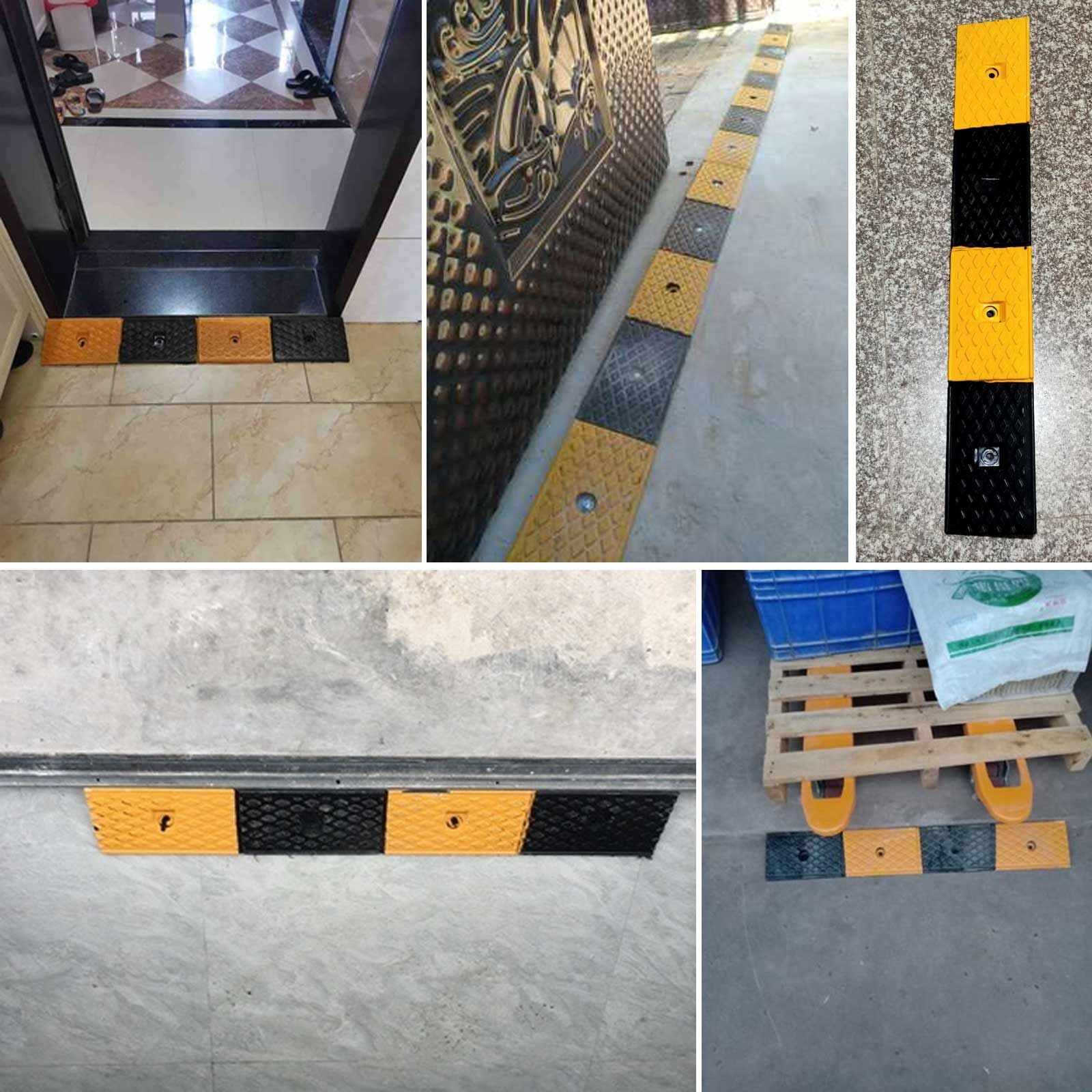 Gumowa rampa krawężnikowa | Czarny Żółty Podwyższenie 3-5 cm dla wózków inwalidzkich i samochodów: Rampa progowa(5cm Rise high)