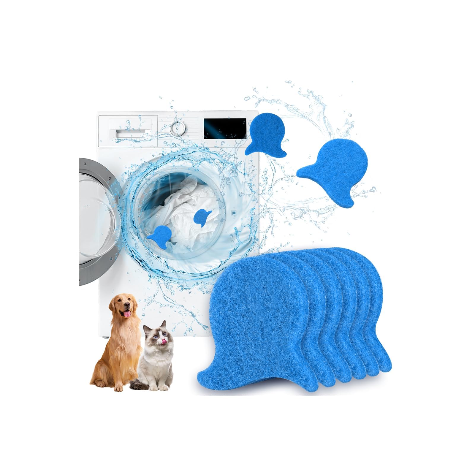 4Pcs Pet Hair Remover for Laundry, Lint Remover for Washing Machine, Reusable Pet Hair Catcher for Washer Dryer, Effective Fur Lint Dander Remover Gentle on Clothes (Blue)-image-40