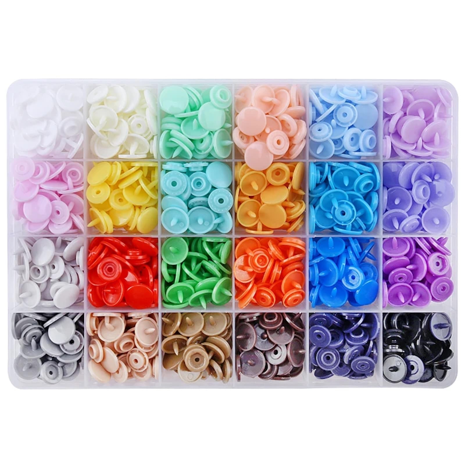 Press Studs Snap 100/150Sets T5 Plastic Snap Button with Snaps Pliers Tool Kit & Organizer Containers DIY Garment Press Stud Fasteners(2 * 24 Grid Colorful)